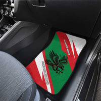 Oman Car Mats with National Flag Colors and Falcon Soaring Graphic Design