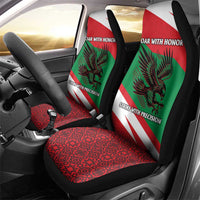 Oman Car Seat Cover with National Flag Colors and Falcon Soaring Graphic Design