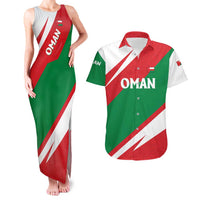 Oman Couples Matching Tank Maxi Dress and Hawaiian Shirt with National Flag Colors and Falcon Soaring Graphic Design