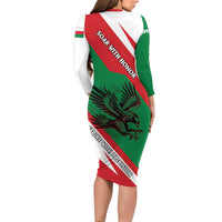 Oman Family Matching Long Sleeve Bodycon Dress and Hawaiian Shirt with National Flag Colors and Falcon Soaring Graphic Design
