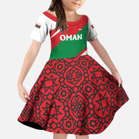 Oman Family Matching Off Shoulder Maxi Dress and Hawaiian Shirt with National Flag Colors and Falcon Soaring Graphic Design