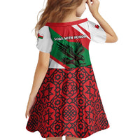 Oman Family Matching Off Shoulder Maxi Dress and Hawaiian Shirt with National Flag Colors and Falcon Soaring Graphic Design