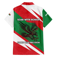 Oman Family Matching Puletasi and Hawaiian Shirt with National Flag Colors and Falcon Soaring Graphic Design