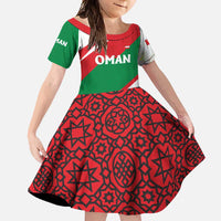 Oman Family Matching Short Sleeve Bodycon Dress and Hawaiian Shirt with National Flag Colors and Falcon Soaring Graphic Design