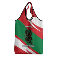 Oman Grocery Bag with National Flag Colors and Falcon Soaring Graphic Design