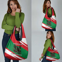 Oman Grocery Bag with National Flag Colors and Falcon Soaring Graphic Design