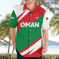 Oman Hawaiian Shirt with National Flag Colors and Falcon Soaring Graphic Design