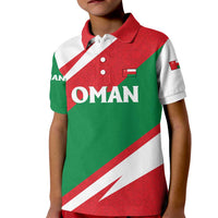 Oman Kid Polo Shirt with National Flag Colors and Falcon Soaring Graphic Design