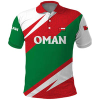 Oman Polo Shirt with National Flag Colors and Falcon Soaring Graphic Design