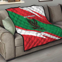Oman Quilt with National Flag Colors and Falcon Soaring Graphic Design