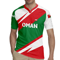 Oman Rugby Jersey with National Flag Colors and Falcon Soaring Graphic Design