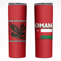 Oman Skinny Tumbler with National Flag Colors and Falcon Soaring Graphic Design