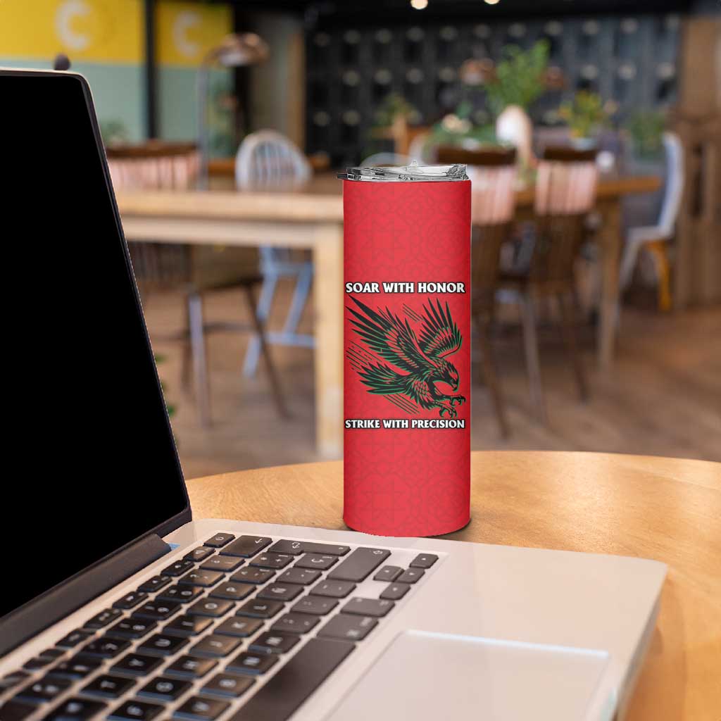 Oman Skinny Tumbler with National Flag Colors and Falcon Soaring Graphic Design