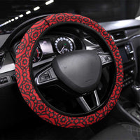 Oman Steering Wheel Cover with National Flag Colors and Falcon Soaring Graphic Design