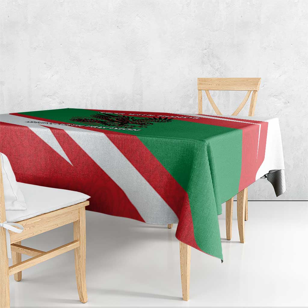 Oman Tablecloth with National Flag Colors and Falcon Soaring Graphic Design