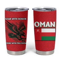 Oman Tumbler Cup with National Flag Colors and Falcon Soaring Graphic Design