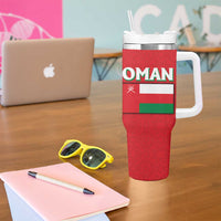 Oman Tumbler With Handle with National Flag Colors and Falcon Soaring Graphic Design