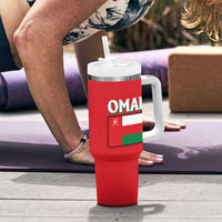 Oman Tumbler With Handle with National Flag Colors and Falcon Soaring Graphic Design