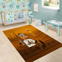 Oman Area Rug with Traditional Camel Character and Desert Silhouette Design