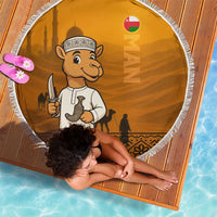 Oman Beach Blanket with Traditional Camel Character and Desert Silhouette Design