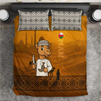 Oman Bedding Set with Traditional Camel Character and Desert Silhouette Design
