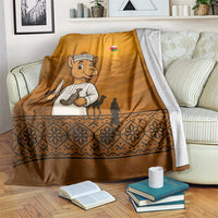 Oman Blanket with Traditional Camel Character and Desert Silhouette Design