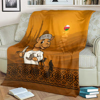 Oman Blanket with Traditional Camel Character and Desert Silhouette Design