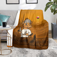 Oman Blanket with Traditional Camel Character and Desert Silhouette Design