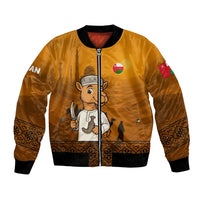 Oman Bomber Jacket with Traditional Camel Character and Desert Silhouette Design