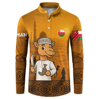 Oman Button Sweatshirt with Traditional Camel Character and Desert Silhouette Design