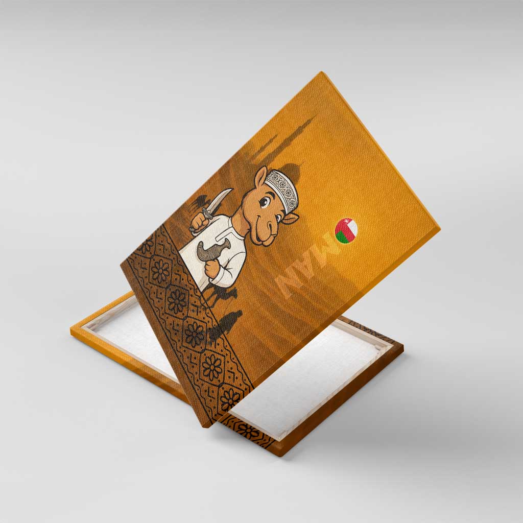 Oman Canvas Wall Art with Traditional Camel Character and Desert Silhouette Design