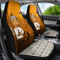 Oman Car Seat Cover with Traditional Camel Character and Desert Silhouette Design