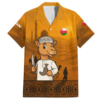 Oman Family Matching Off The Shoulder Long Sleeve Dress and Hawaiian Shirt with Traditional Camel Character and Desert Silhouette Design