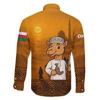 Oman Family Matching Off The Shoulder Long Sleeve Dress and Hawaiian Shirt with Traditional Camel Character and Desert Silhouette Design