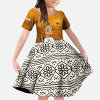 Oman Family Matching Puletasi and Hawaiian Shirt with Traditional Camel Character and Desert Silhouette Design