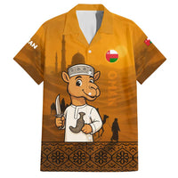 Oman Family Matching Puletasi and Hawaiian Shirt with Traditional Camel Character and Desert Silhouette Design