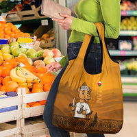 Oman Grocery Bag with Traditional Camel Character and Desert Silhouette Design