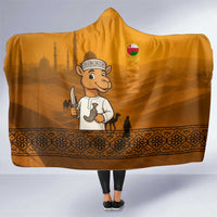 Oman Hooded Blanket with Traditional Camel Character and Desert Silhouette Design