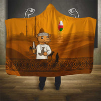 Oman Hooded Blanket with Traditional Camel Character and Desert Silhouette Design