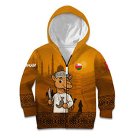 Oman Kid Hoodie with Traditional Camel Character and Desert Silhouette Design