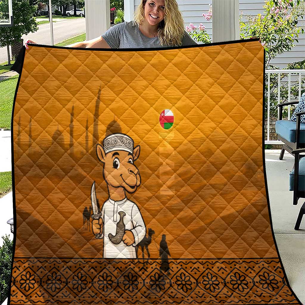 Oman Quilt with Traditional Camel Character and Desert Silhouette Design