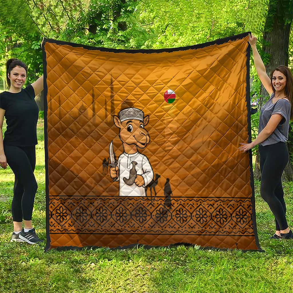 Oman Quilt with Traditional Camel Character and Desert Silhouette Design
