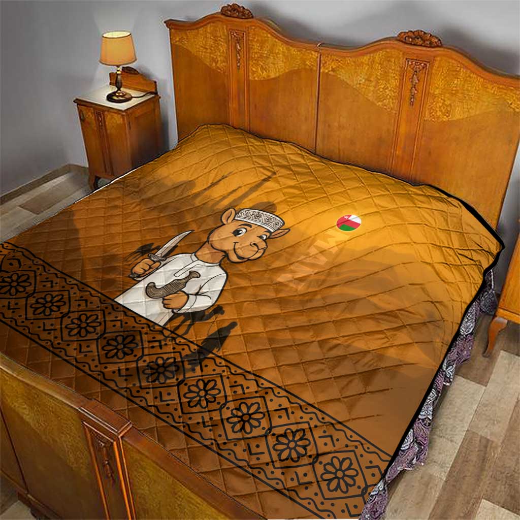 Oman Quilt with Traditional Camel Character and Desert Silhouette Design
