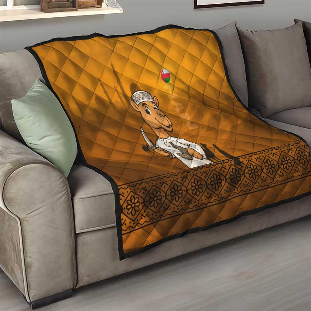 Oman Quilt with Traditional Camel Character and Desert Silhouette Design