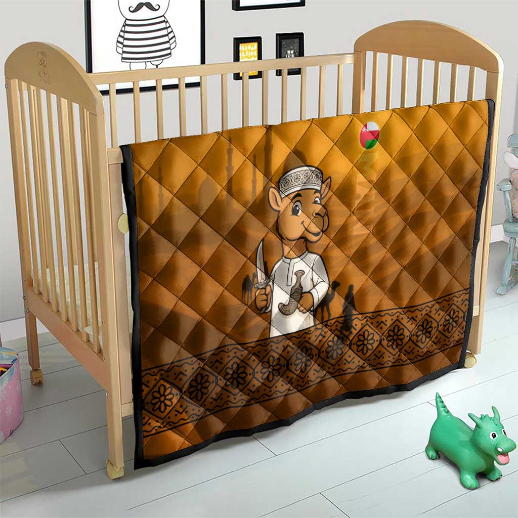 Oman Quilt with Traditional Camel Character and Desert Silhouette Design