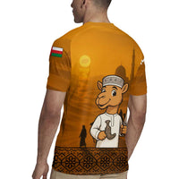 Oman Rugby Jersey with Traditional Camel Character and Desert Silhouette Design