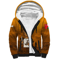 Oman Sherpa Hoodie with Traditional Camel Character and Desert Silhouette Design