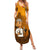 Oman Summer Maxi Dress with Traditional Camel Character and Desert Silhouette Design