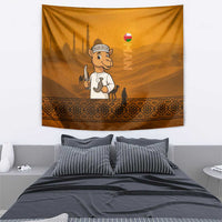 Oman Tapestry with Traditional Camel Character and Desert Silhouette Design