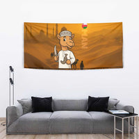 Oman Tapestry with Traditional Camel Character and Desert Silhouette Design